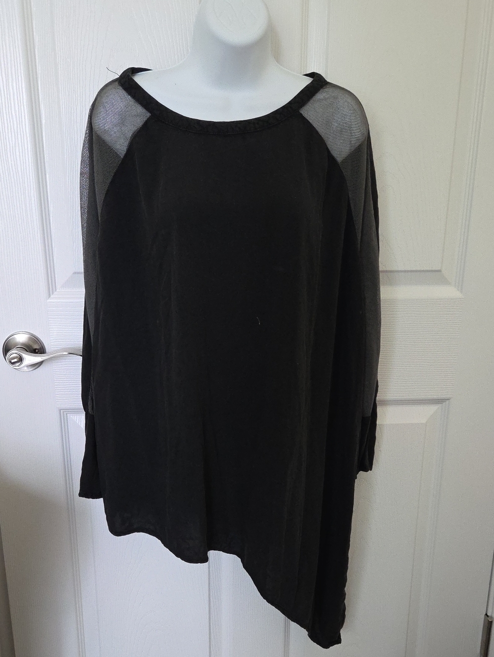 Noisy May Black Sheer Panel Long Sleeve Womens Top L